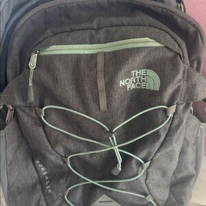 The North Face Charcoal Backpack with Light Green Details